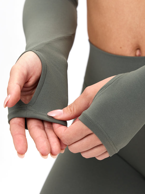 Long Sleeve Curve Crop - Shadow Sage