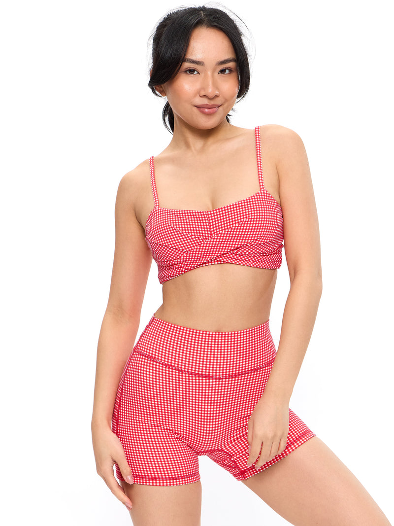 Ivy Wrap Sports Bra - Red Gingham