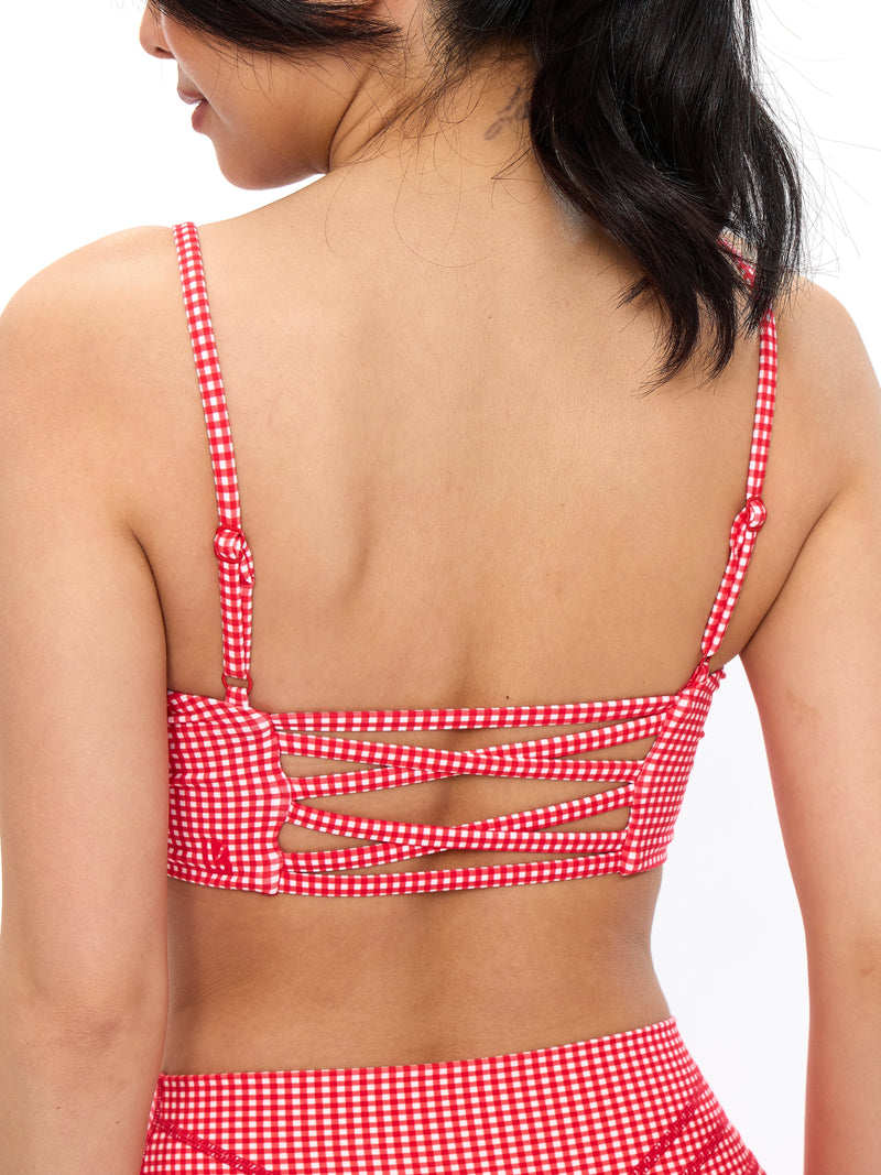 Ivy Wrap Sports Bra - Red Gingham