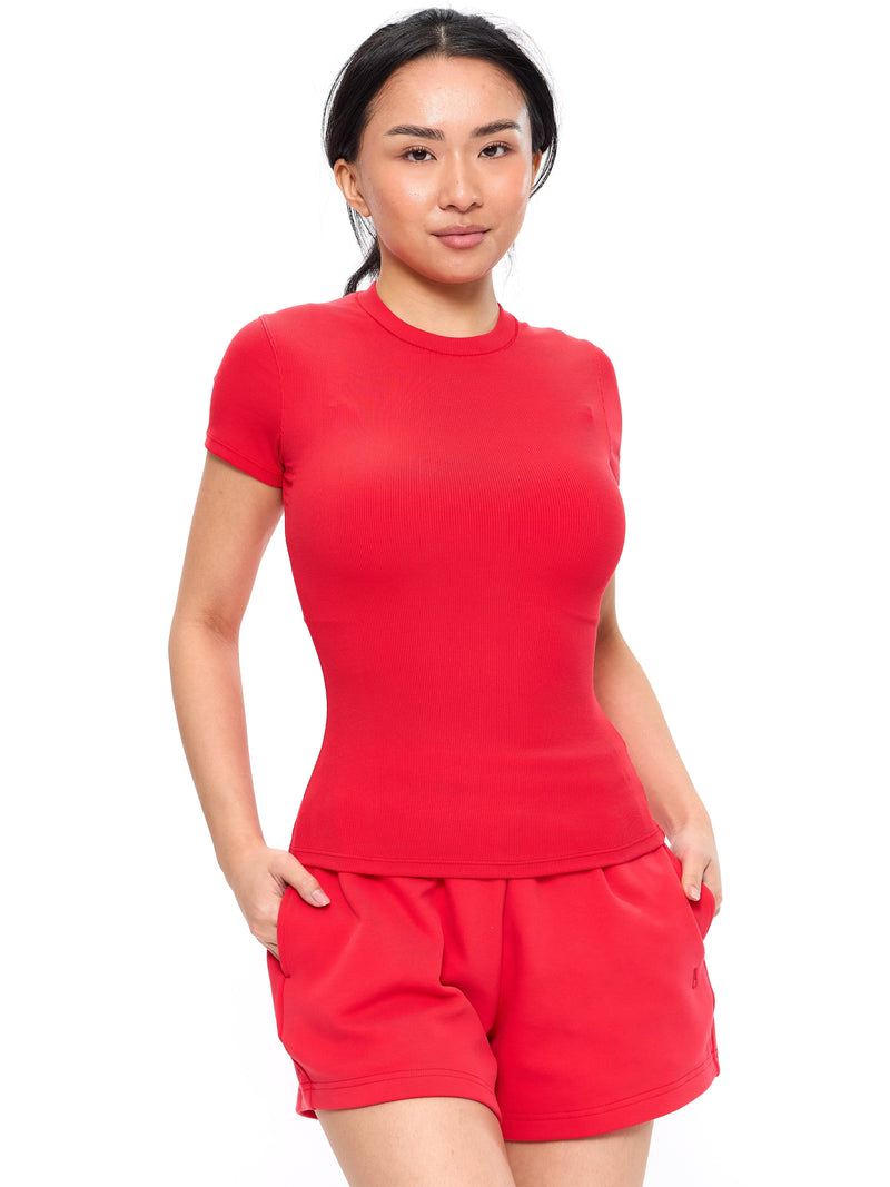 Nimbus Rib Tee - Salsa Red