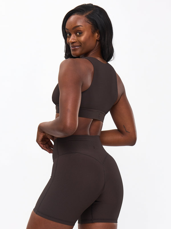 Material Girl Ribbed Short 6" - Cold Brew