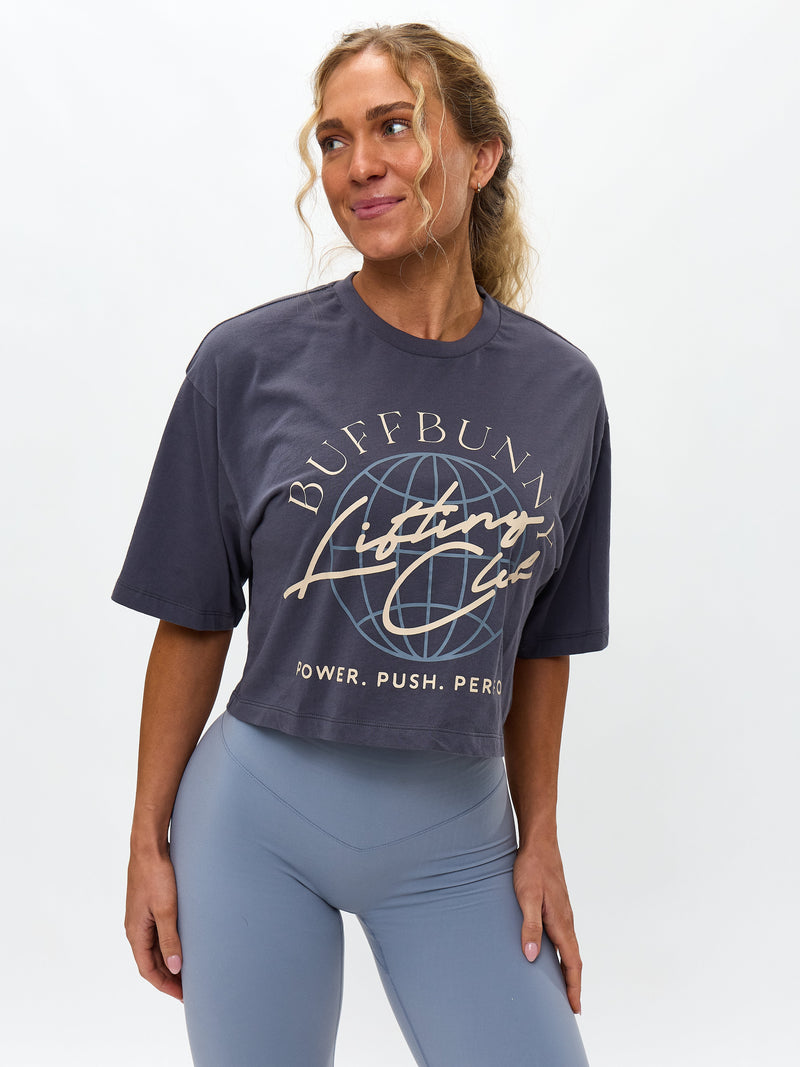 Lifting Club Crop Tee - Blue Steel
