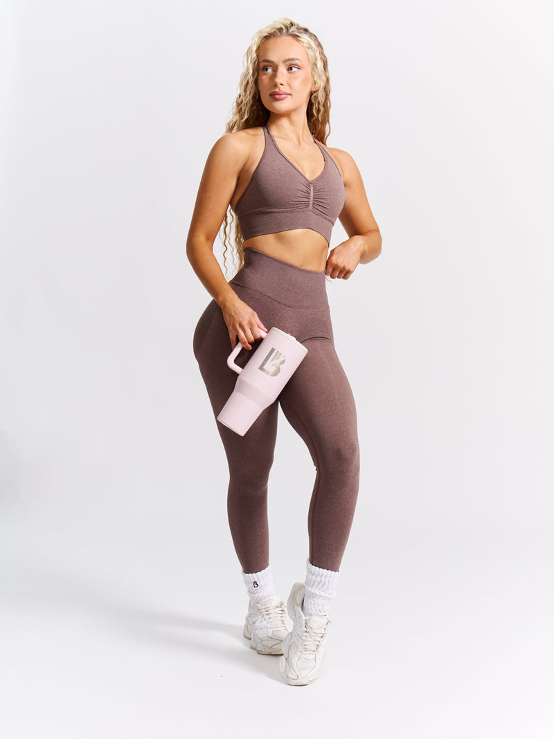 Halter Seamless Sports Bra - Mocha Berry