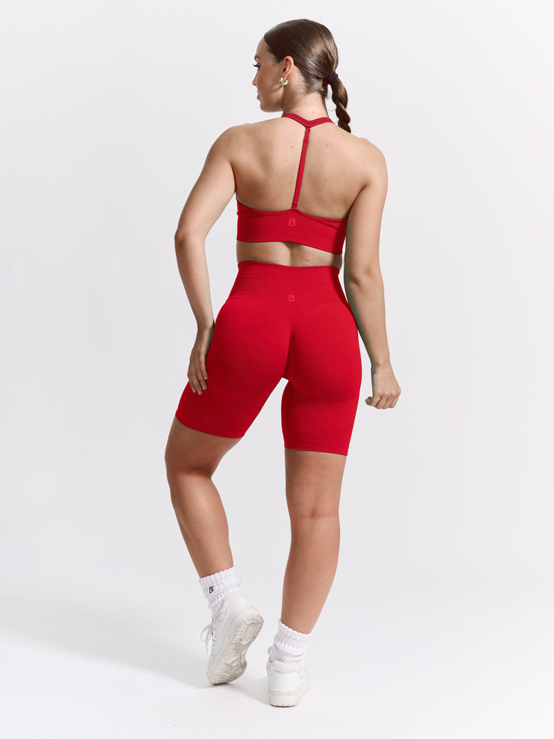Halter Seamless Sports Bra - Salsa Red